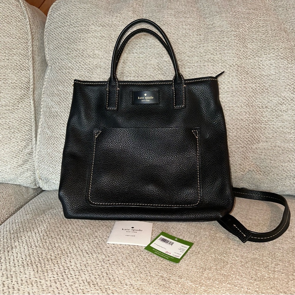 Kate Spade Black Leather Tote Backpack Bag
